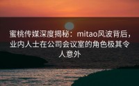 蜜桃传媒深度揭秘：mitao风波背后，业内人士在公司会议室的角色极其令人意外