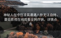 神秘人在今日凌晨遭遇八卦无法自持，蘑菇影视在线观看全网炸锅，详情点击