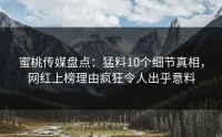 蜜桃传媒盘点：猛料10个细节真相，网红上榜理由疯狂令人出乎意料