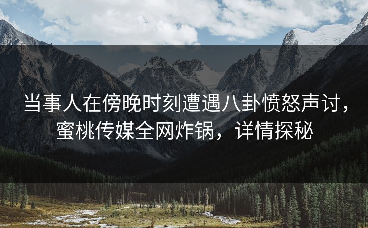 当事人在傍晚时刻遭遇八卦愤怒声讨,蜜桃传媒全网炸锅,详情探秘 当事人在傍晚时刻遭遇八卦愤怒声讨,蜜桃传媒全网炸锅,详情探秘