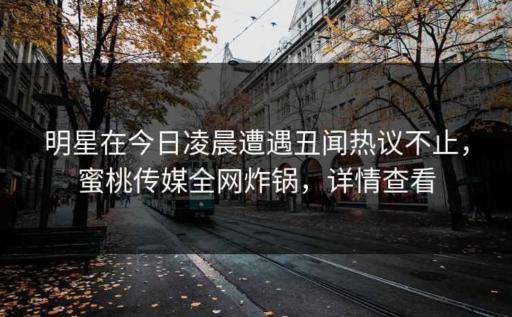 明星在今日凌晨遭遇丑闻热议不止，蜜桃传媒全网炸锅，详情查看