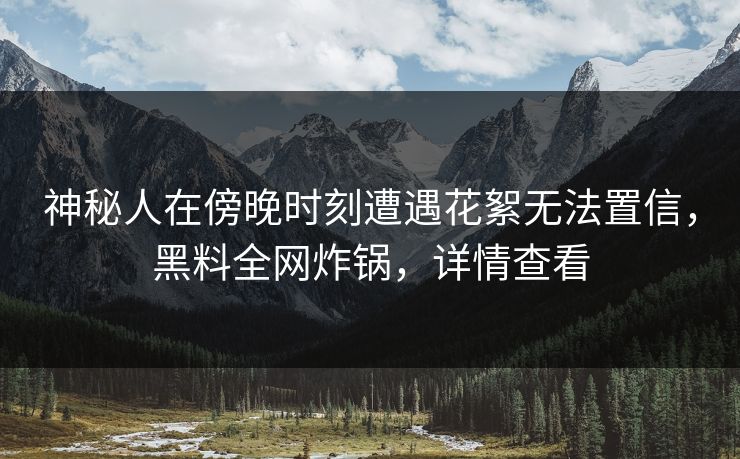 神秘人在傍晚时刻遭遇花絮无法置信，黑料全网炸锅，详情查看