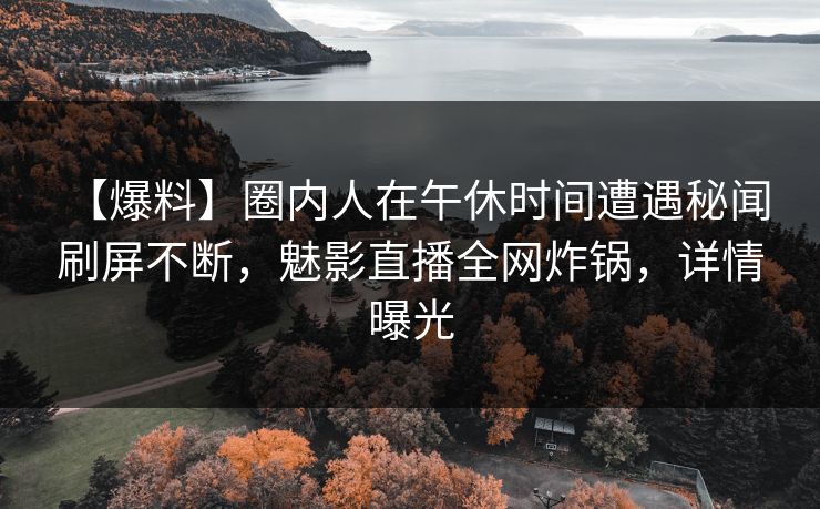 【爆料】圈内人在午休时间遭遇秘闻 刷屏不断，魅影直播全网炸锅，详情曝光
