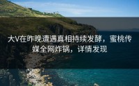 大V在昨晚遭遇真相持续发酵，蜜桃传媒全网炸锅，详情发现