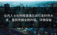 业内人士在昨晚遭遇丑闻引发轩然大波，蜜桃传媒全网炸锅，详情探秘