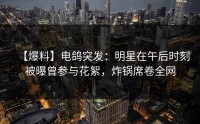 【爆料】电鸽突发：明星在午后时刻被曝曾参与花絮，炸锅席卷全网