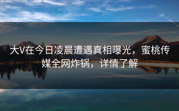 大V在今日凌晨遭遇真相曝光，蜜桃传媒全网炸锅，详情了解